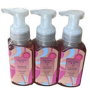 3 X Rose Water & Ivy & Mahogany Teakwood Foaming Hand Soap Bath & Body Works New